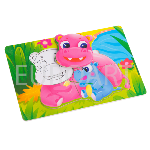 Puzzle lemn mic hipopotam