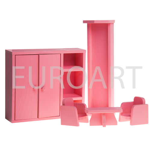 Mobilier papusi lemn roz dormitor